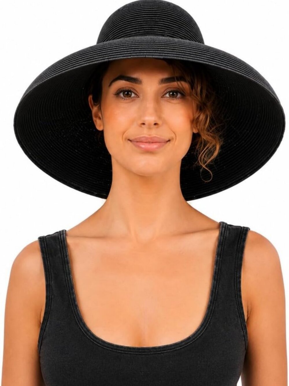 Chic Black Paper Straw Sun Hat | Dainty Brim | Adjustable Summer Accessory